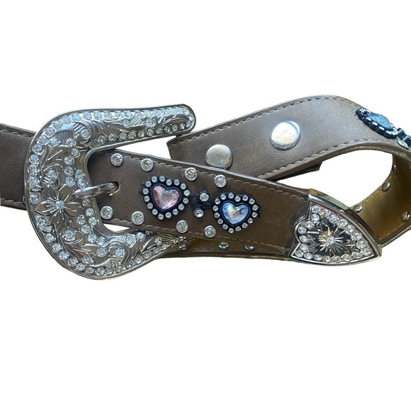 Girls Multi Heart Bling Belt Nocona Belt Co. - Picture 1 of 10